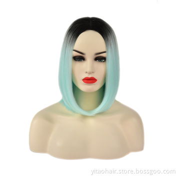 Soft Natural green Color Lace Band Wig synthetic Hair Wigs